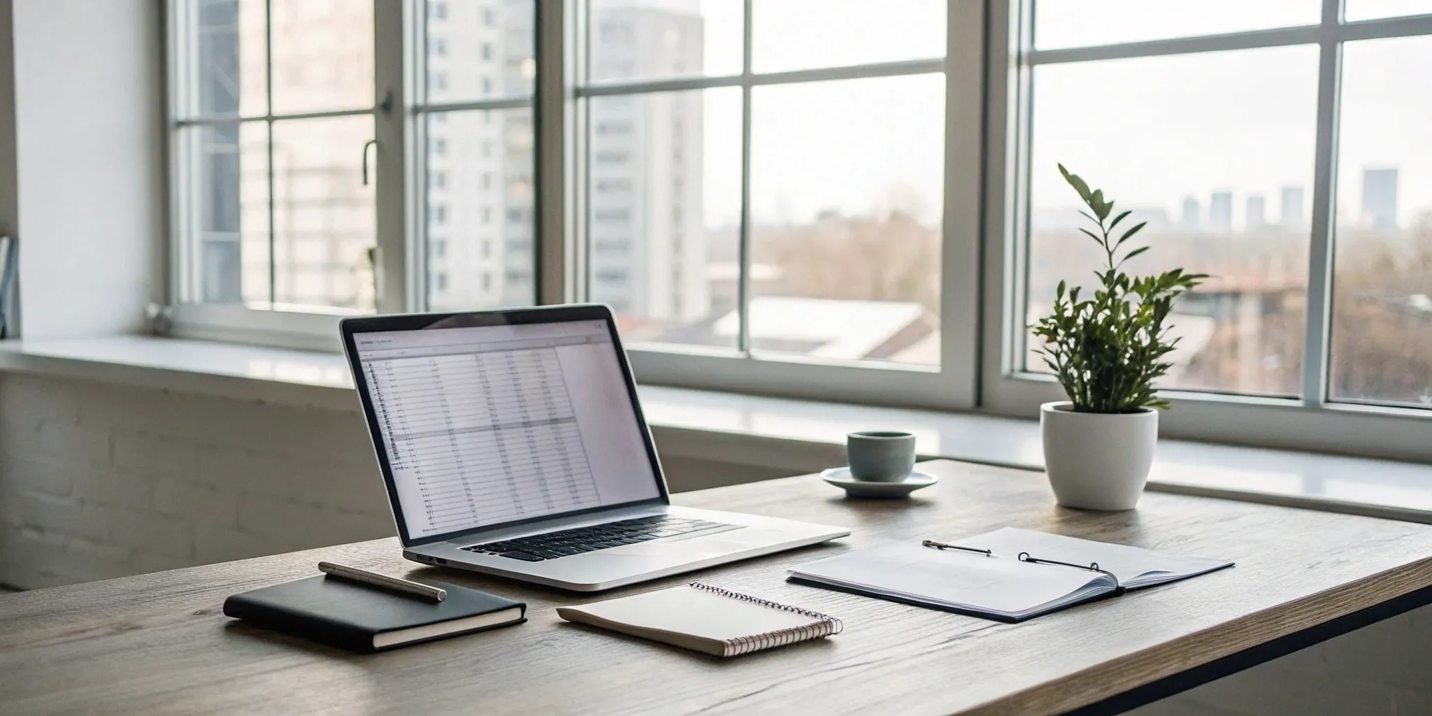 A laptop on a desk used for managing outsourced accounting and bookkeeping services.