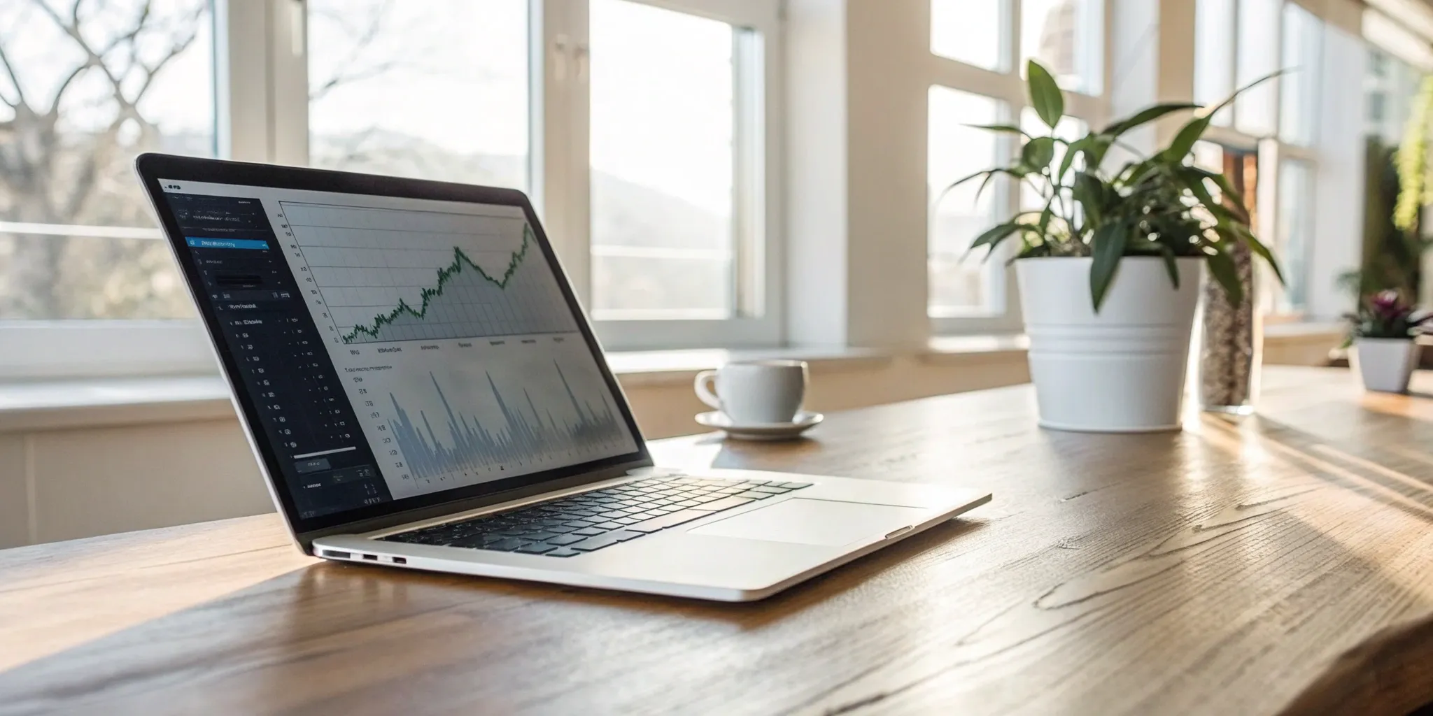 A startup's financial reports on a laptop, managed by an outsourced accounting team.