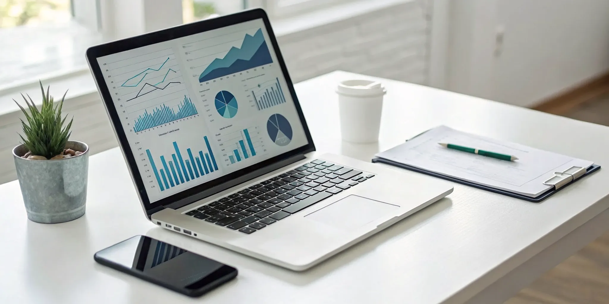 A laptop displaying a dashboard for cloud based accounting services.