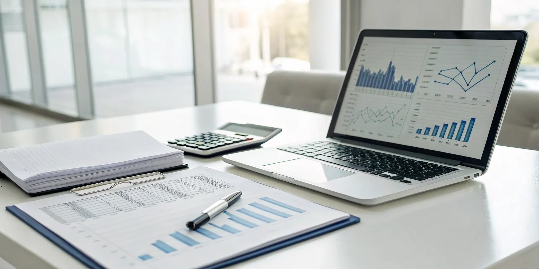 Reviewing financial charts on a laptop to vet ecommerce bookkeeping services.