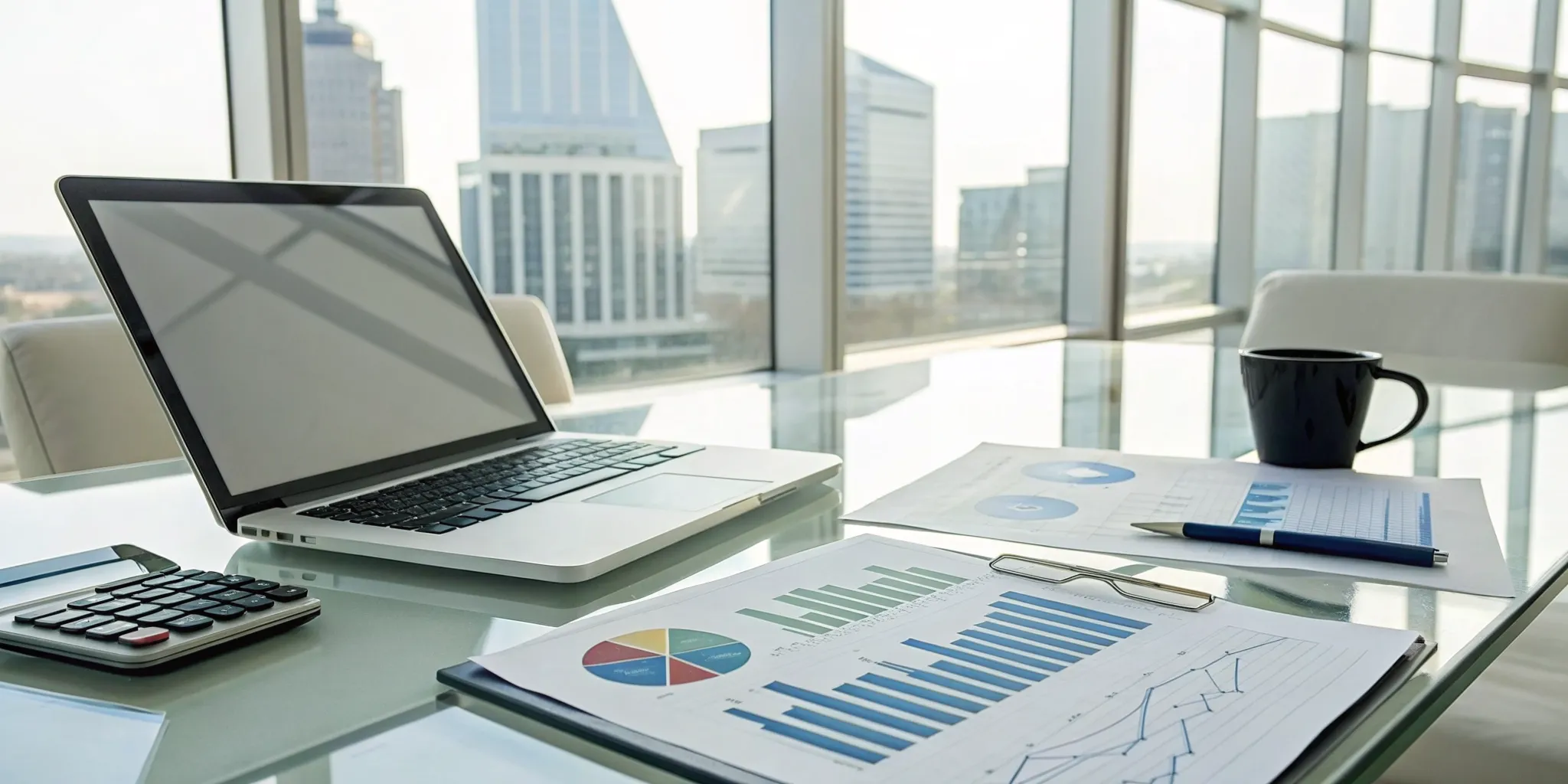 A laptop on a desk displaying financial charts for outsourced accounting for nonprofits.