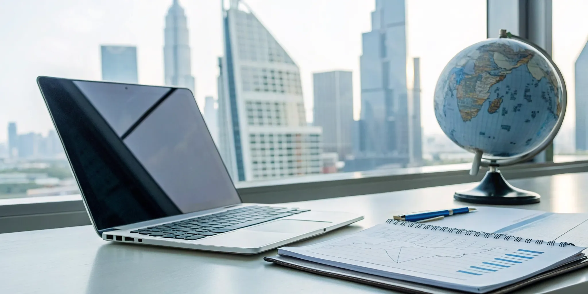 Laptop on a desk showing financial charts for a business using remote CFO services.